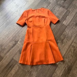 Calvin Klein Orange Suede Midi Dress Size 8 *Rare*